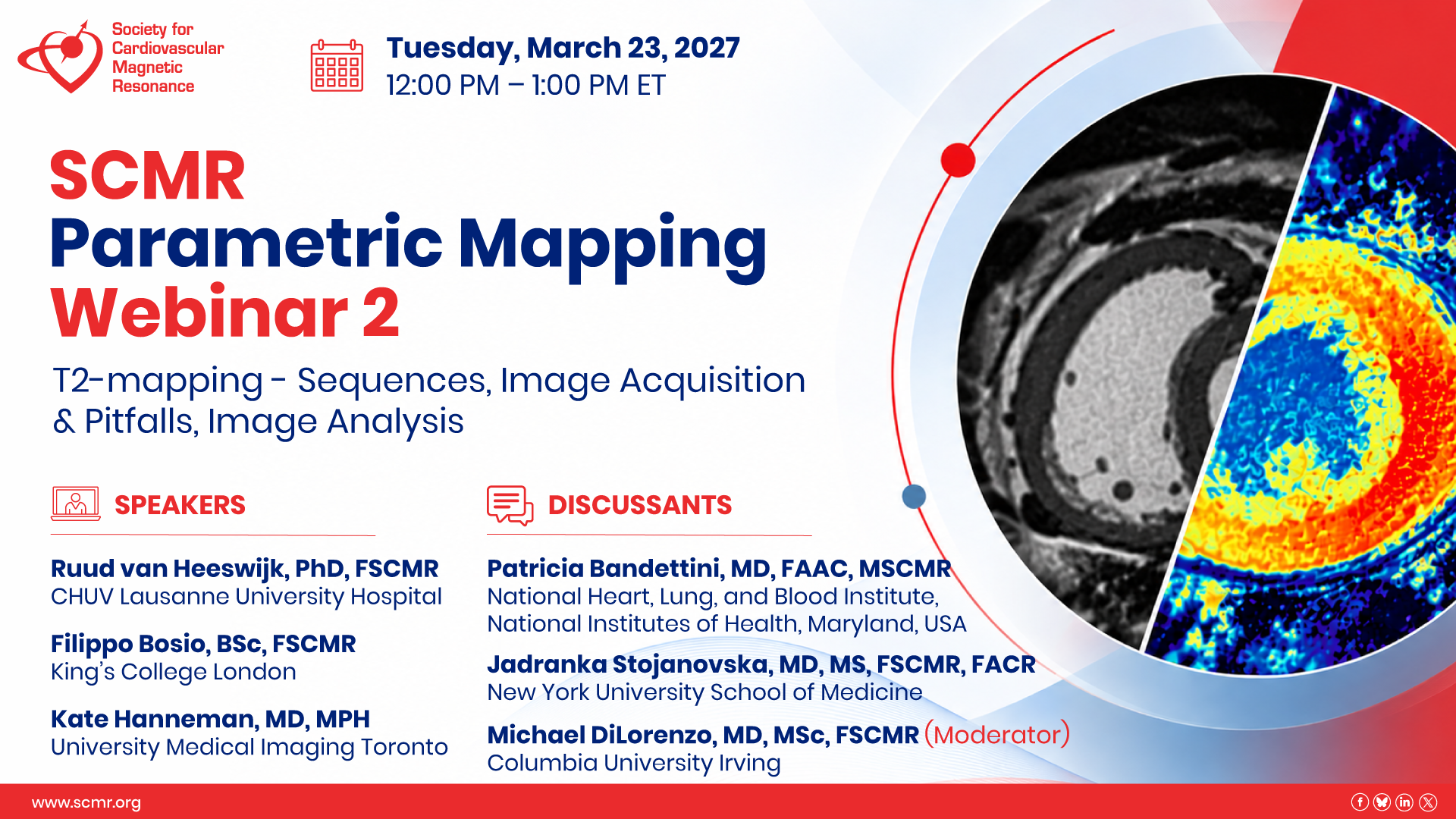 SCMR Parametric Mapping Webinar 2 – T2-mapping – Sequences, Image Acquisition & Pitfalls, Image Analysis Photo